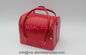 Red Beauty Travel Cosmetic Bags , Crocodile Leather Cosmetic Train Case
