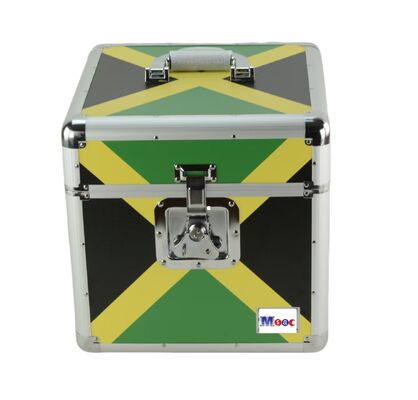 Aluminum Record Storage Casee with Jamaica Flag surface