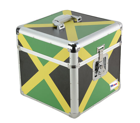 Aluminum Record Storage Casee with Jamaica Flag surface