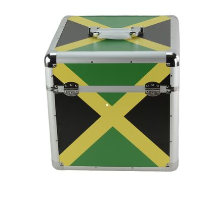 Aluminum Record Storage Casee with Jamaica Flag surface