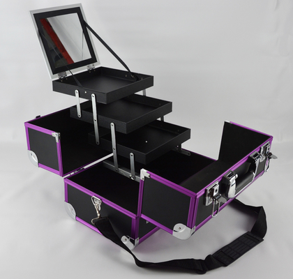 Purple Aluminum Anodize Cosmetic Case Protable Make Up Box