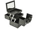 Black Small Aluminum Cosmetic Train Case With Mirror Inside, Professional Makeup Case