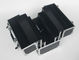 PVC Makeup Case Four Trays Black Aluminum Cosmetic Case With Strong Handle