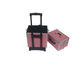 Pink Aluminum Makeup Trolley Case Rolling Aluminum Cosmetic Case
