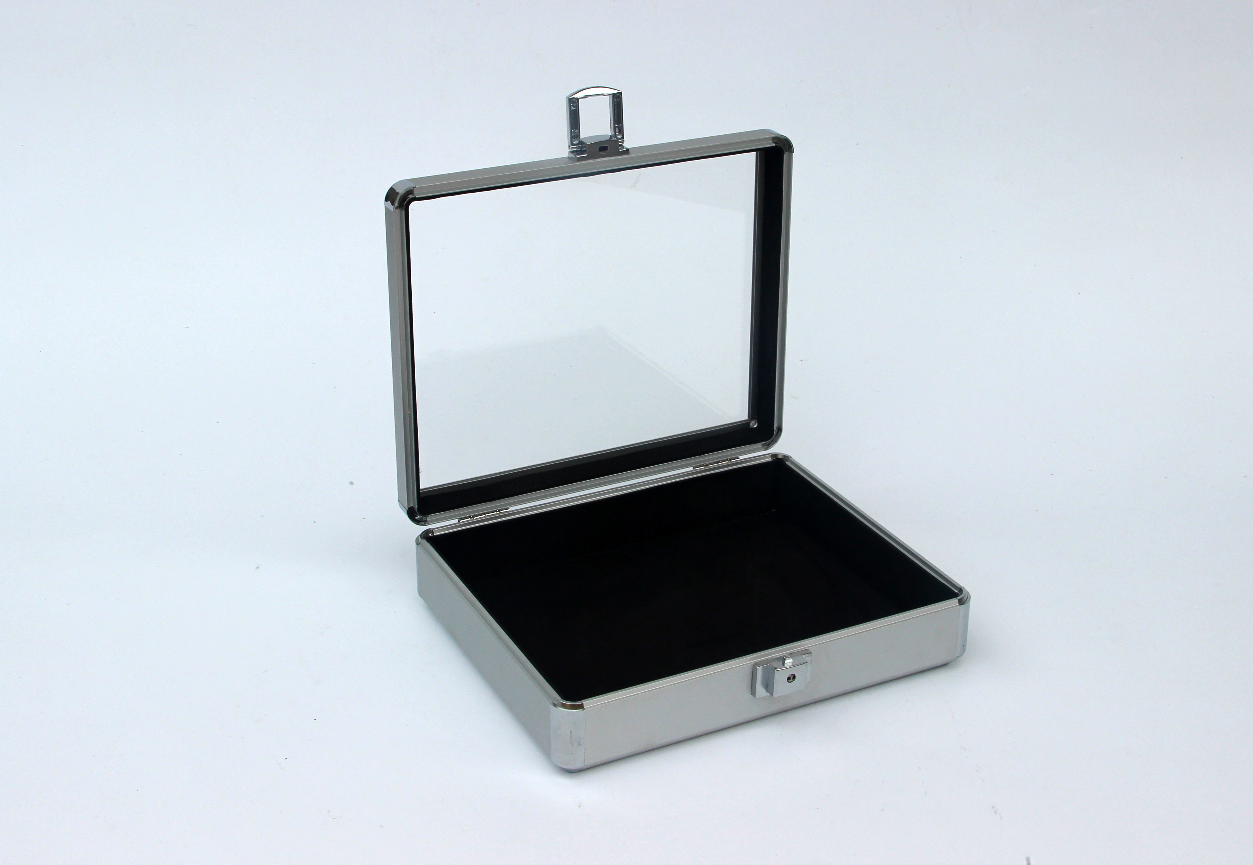 Custom Small Silver Aluminum Cases With Transparent Arylic Panel For