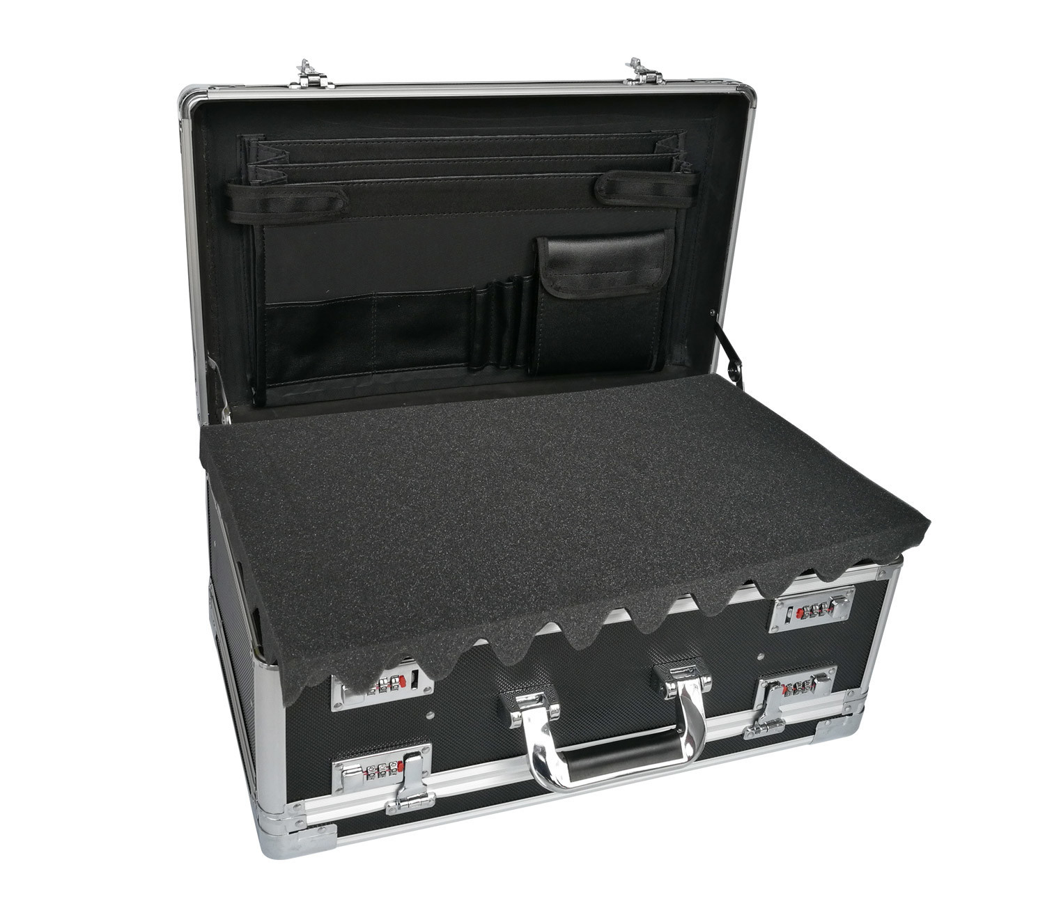 Black Aluminum Hard Case With Foam Insert Lockable Moistureproof For