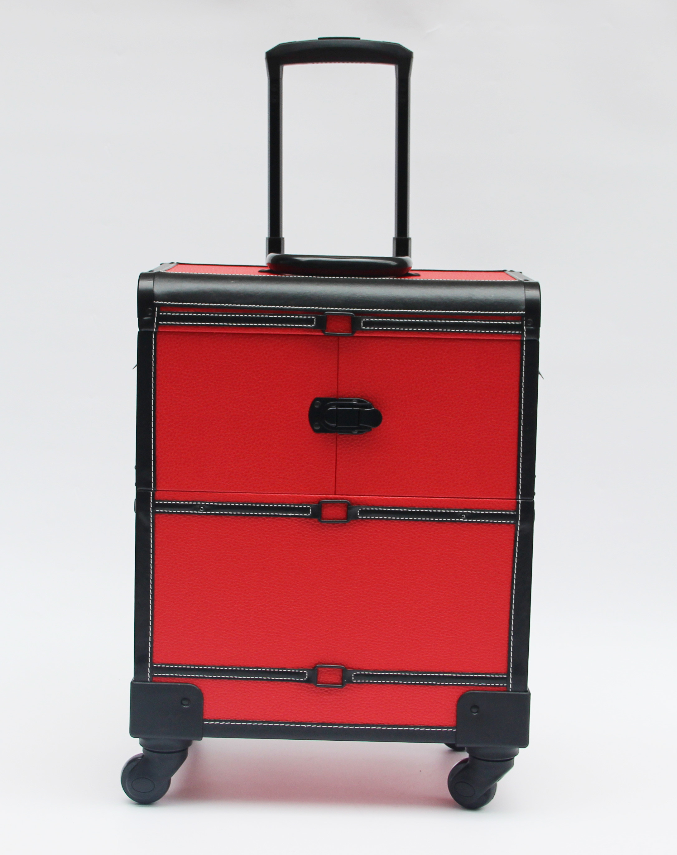 Red Professional Makeup Artist Case , Durable Makeup Trolley Case With