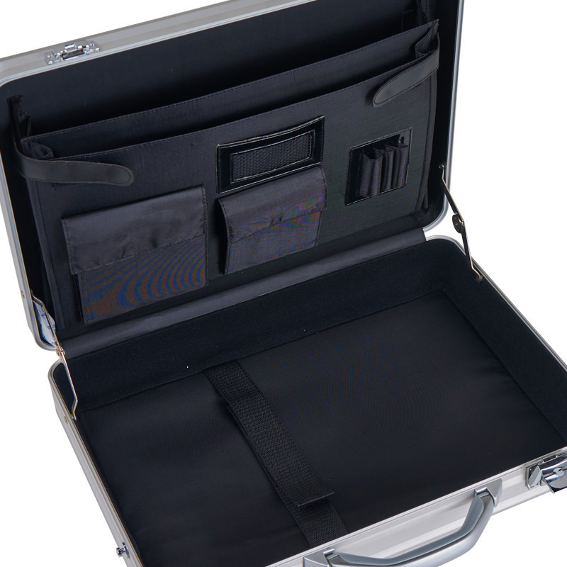 Lockable Silver Aluminum Attache Case Fabric Lining 410 X 300 X 88mm