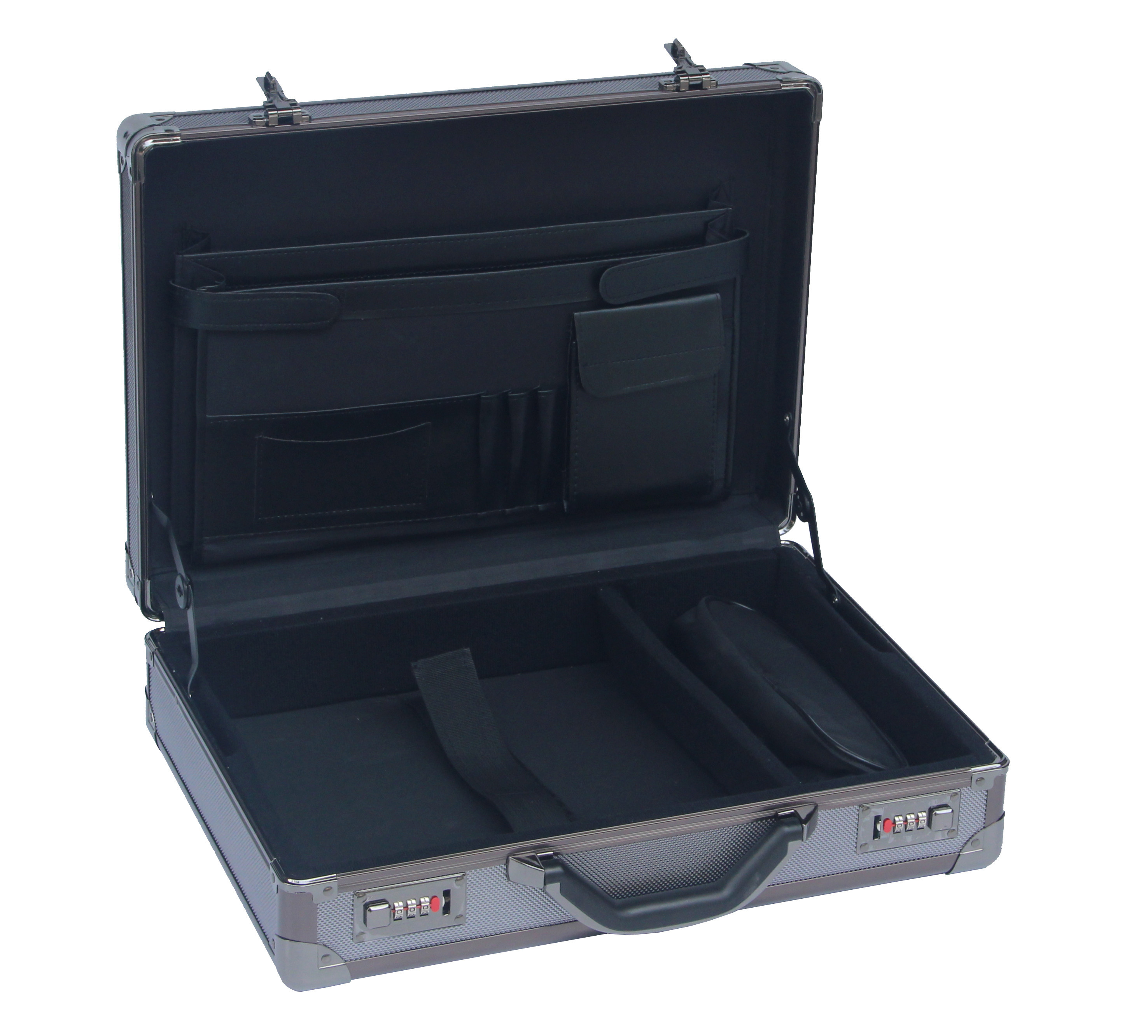 Multi Purpose Black Aluminium Briefcase , Pilot Aluminum Attache