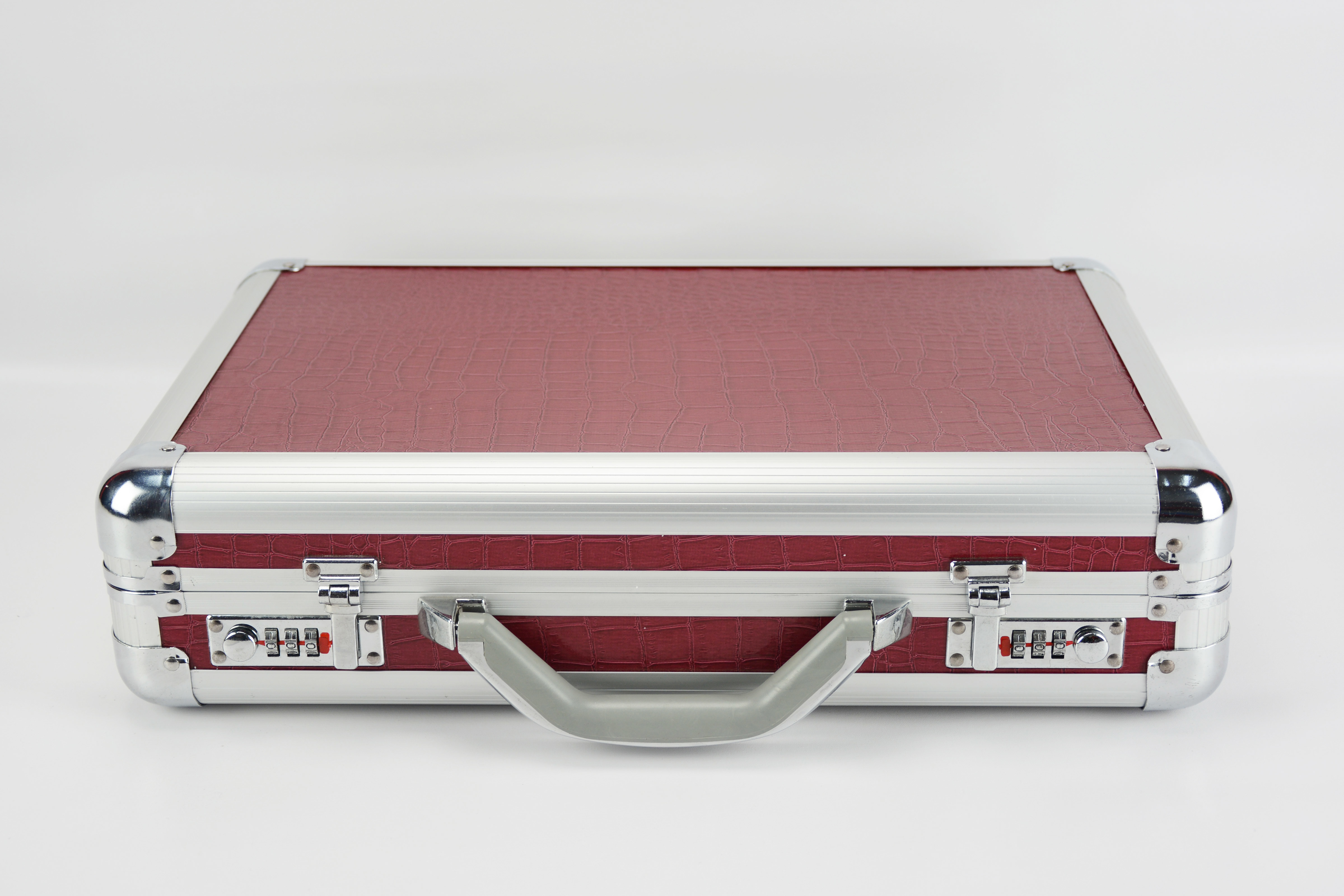 Lockable Aluminum Watch Display Case For 37 Watches Red PU Leather Material