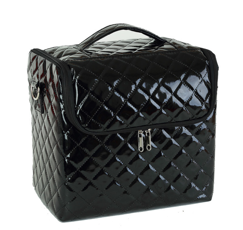 Professional Beauty Bag With Zipper Makeup Train Case With Shoulder Strap