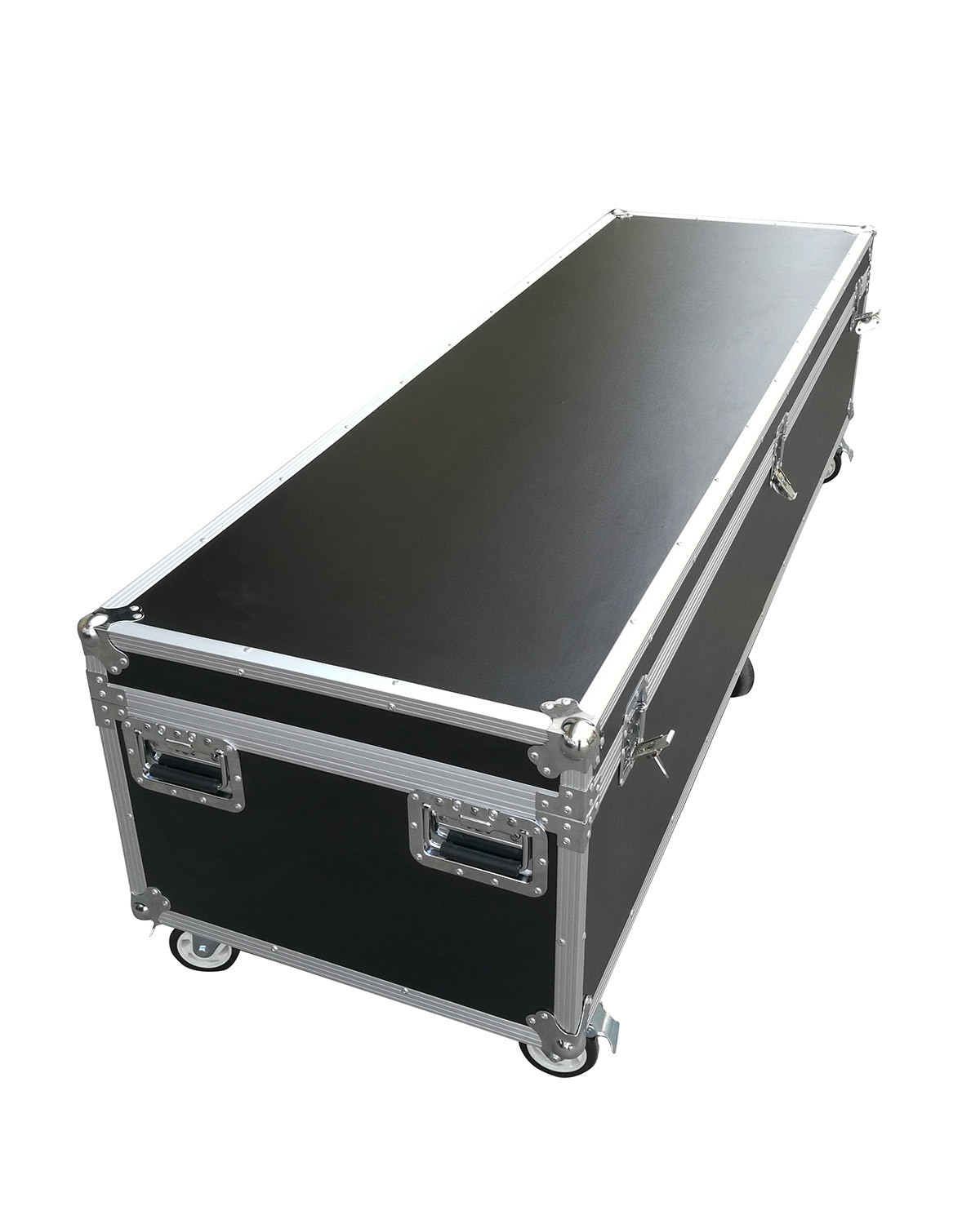 Large Aluminum Flight Case Black Instrument Carry Case With Six Wheels