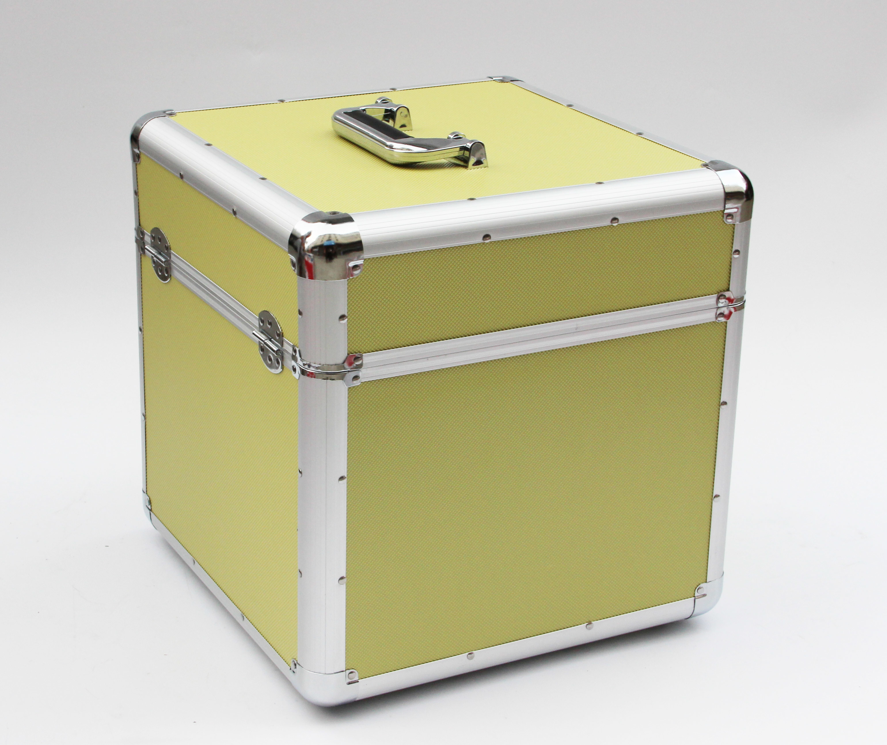 LP 12" Aluminum Carry Case Yellow DVD Storage Box Aluminum ABS Diamond