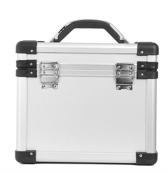 Small portable aluminum carry storage cases with black corner