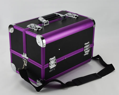 Protable Anodize Purple Aluminum Vanity Cosmetic Case Size 300 * 220 * 245mm